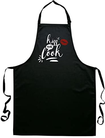tradercat grillschürze für männer, grillschürze für männer lustig aus Baumwolle, die perfekte grill schürze für papa als vatertagsgeschenk grillschürze (Kiss the cook)