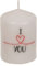Stumpenkerze Spruchkerze Echtwachskerze Natürliche Lichtquelle I Love You 6 x 8 cm, im Geschenkkarton aus Kraftpapier Hochzeit Geburtstag Freundschaft Weihnachten