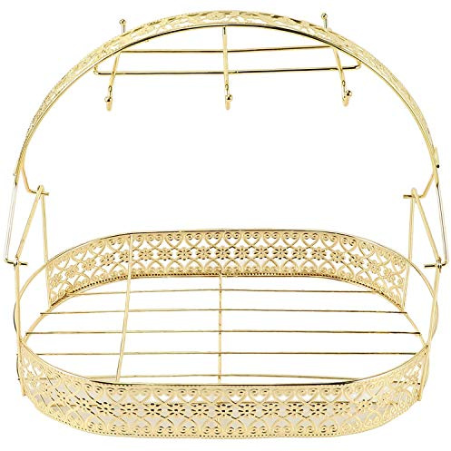 Gold -Capacity Storage Plating Coffee Cup Hob Can Cups, Saucers, Spoons and Pot Metal Stand Holder