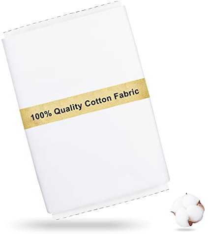 Craftido Tissu 100% Coton Oeko-Tex au mètre, 112cm Largeur x 280cm Extra Longue, Poids Moyen 145g, pour Matelassage, Couture, Confection de robes, Literie, Doublures, Loisirs Créatifs - White