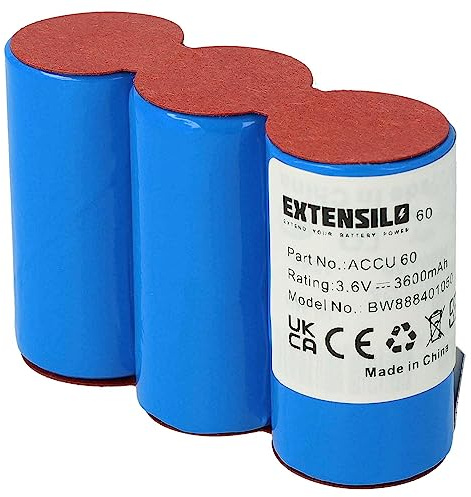 EXTENSILO Akku Ersatz für Wolf Garten RV-E6 für Rasenmäher (3600mAh, 3,6V, NiMH)