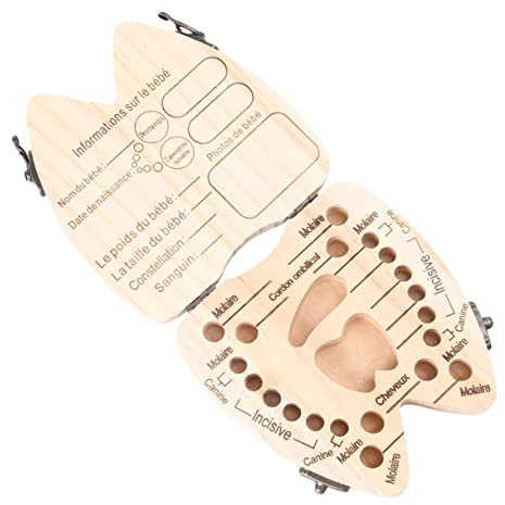 Toyvian 1 PC Dents Bébé Nouveau-Nés Enfance Maison Économiseur Souvenir Premier En Bois Mémorial Souvenir Enregistrer Couleur Le À Organisateur Porte- Enfants