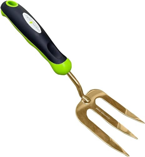 Garden Guru Titanium Hand Jäter Gabel Werkzeug - Rostbeständiger Titanbeschichteter Edelstahl - Ergonomischer Griff - Ideal zum Pflanzen, Verteilen von Mulch, Jäten, Lockern und Umpflanzen von Erde