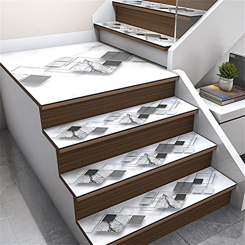 GLTZEN Set mit 5 Gummi-Treppenstufen, rutschfeste Stufenmatten für Treppen, Treppengriffstreifen, Läufer, Wiederverwendbare Treppenstufen-Teppichstufen für Holztreppen,D,26 * 100cm