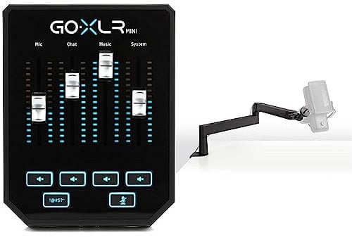 TC Helicon GoXLR MINI Online-Broadcast-Mixer mit USB-/Audio-Schnittstelle und Midas-Vorverstärker & Elgato Wave Mic Arm LP - Premium Low Profile Mikrofonarm mit Kabelkanälen