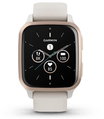 Garmin Venu Sq 2 Music , Smartwatch, Display 1,4 AMOLED, GPS, Cardio, SpO2, 25+ App Sport, Garmin Pay, Musica, Spotify, Amazon Music, Autonomia 11 giorni (Peach Gold & Ivory) (Ricondizionato)