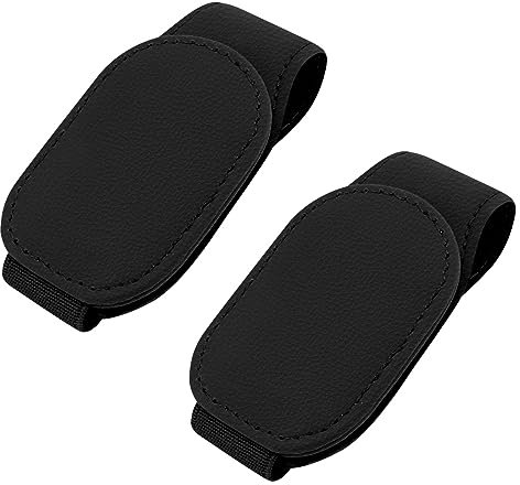 RZMZBY 2 Brillenhalter für Auto Sonnenblende, Leder Sonnenbrillen Halterung,Brillenetui Aufbewahrungsbox Organizer,für Auto Visier Zubehör, Ticket-Kartenclip, Schwarz