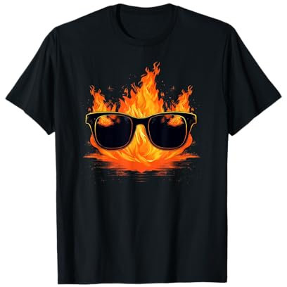Coole Sonnenbrille mit Feuer und Flammen T-Shirt