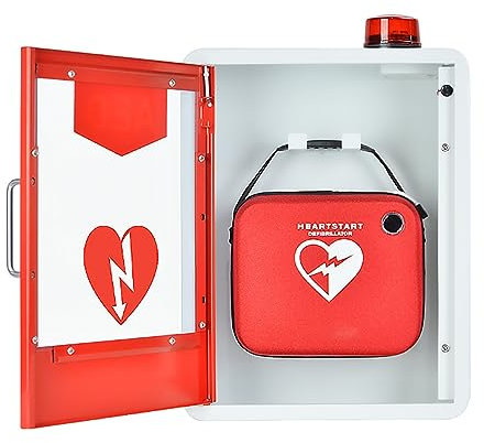 McbeAn AED-Schrank, An Der Wand Montierter Erste-Hilfe-AED-Defibrillator-Aufbewahrungsschrank Mit Alarmsystem Und Magnetischer Zugangskontrolle, Hochwertiger 1,2-mm-Stahl, Für Zuhause, Büro