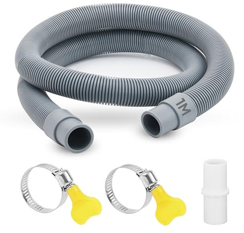 Drain Hose Extension 1m Washing Machine Hose Drain Hose Dishwasher with Connector and Clamps 20mm Universal Washing Machine Hose Extension