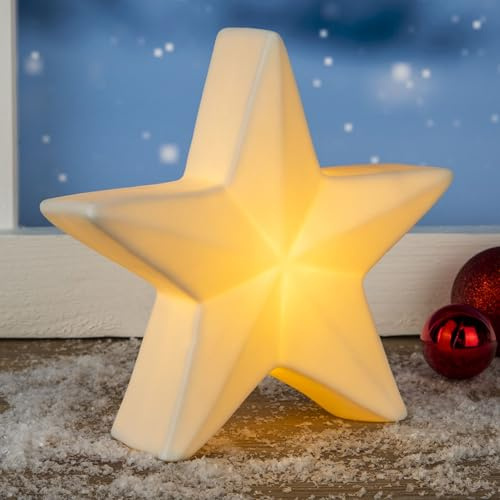 Benelando LED Weihnachtsstern Porzellan Batteriebetrieben Weihnachten Lichterkette Deko