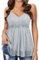 WIEIYM Damen Glitzer Oberteil Sexy V-Ausschnitt Ärmellose Verstellbare Trägertop Tank Tops Rüschen Gestufter Saum Shirt Cocktail Vest Festliche Pailletten Party Rave Outfit Bluse,A-Grau Silber,2XL
