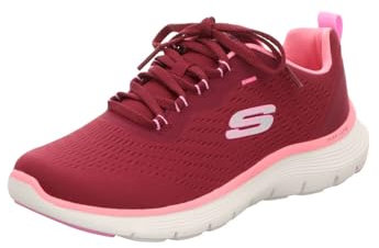 Skechers - Flex Appeal 5.0, Scarpe da Ginnastica, Maglia Rosa con Finiture Gialle, 37 EU