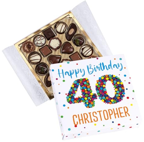 Herz & Heim® Lindt Mini Pralinées in personalisierter Verpackung zum Geburtstag (40. Geburtstag, Volle Größe)