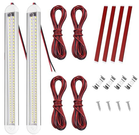 HUAZIZ Barra luminosa LED, 2Pcs 80 LED Barra Luminosa per Interni, 12V-85V Barra Lampada Illuminazione Universale con Interruttore ON/OFF, per Auto, Camion, Camper, Furgone, Roulotte, Barca