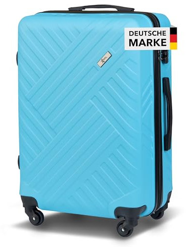 Xonic Design Reisekoffer - ABS Hartschalen Koffer mit 360° Leichtlauf-Rollen - hochwertiger Trolley mit Zahlenschloss in M-L-XL oder Set (Neon Blue, XL)