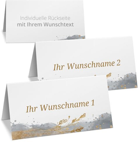 10 PERSONALISIERTE Tischkarten mit verschiedenen Gäste-Namen | Kärtchen zur Hochzeit Geburtstag Kommunion Konfirmation Taufe Namenskarte Platzkarte Design 10