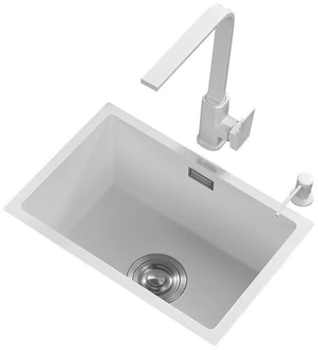 Fregadero de barra de acero inoxidable blanco de un solo recipiente Balcón Mini lavabo para lavar verduras Cocina pequeña con una sola ranura Lavabo debajo del mostrador Ahorro de espacio y fácil de