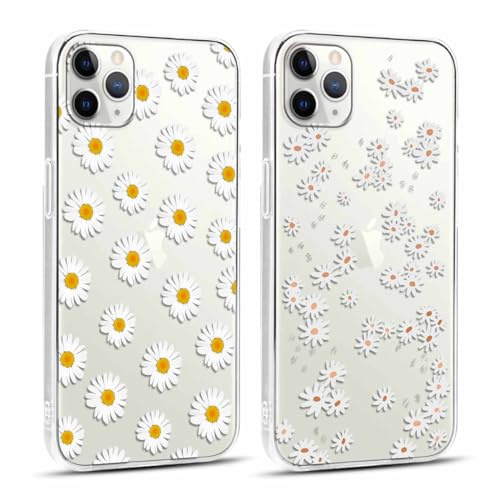 Yoedge 2 Stück Durchsichtig Blumen HandyHülle für iPhone 11 Pro Max Hülle Blumenn 6,5,Transparent Schutzhülle für iPhone 11 Pro Max Case Muster Design Aesthetic Mädchen Frauen Silikon Stoßfest Cover