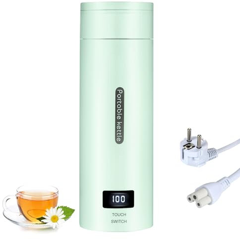 Reise Wasserkocher Klein, Elektrische Wassertasse,220V 300W Schnellkoch-Teekanne-Heizbecher mit Temperatureinstellung, mit Automatischer Abschaltung für Unterwegs（Netzkabel befindet sich im Becher）