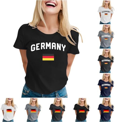 𝐃𝐞𝐮𝐭𝐬𝐜𝐡𝐥𝐚𝐧𝐝 Trikot EM 2024 Damen Deutscher 𝐍𝐚𝐭𝐢𝐨𝐧𝐚𝐥𝐦𝐚𝐧𝐧𝐬𝐜𝐡𝐚𝐟𝐭 Tshirt Fanartikel Fussball Flagge Shirts 𝐃𝐞𝐮𝐭𝐬𝐜𝐡𝐥𝐚𝐧𝐝 Shirt Frauen Rundhals Kurzarm Sport T-Shirt