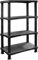 ALEEZ Black 4-Tier Plastic Shelving Unit - Storage Racking Shelves for Home, Garage, Shelf Shed, Warehouse, Utility Room - Easy Push-Fit Assembly, No Tools Required, Size: H 135cm x W 80cm x D 40cm