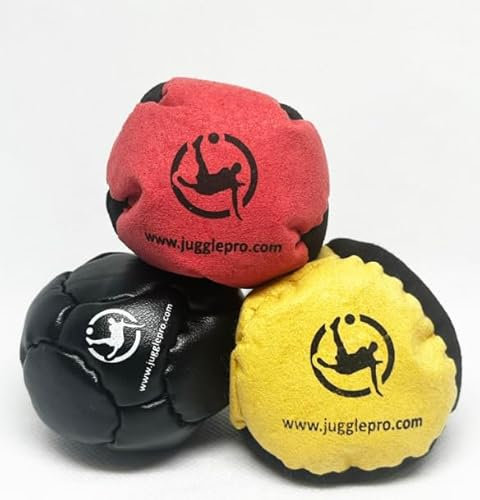 Juggle Pro Lot de 3 Footbags Classiques en Ultra Suède et Cuir Synthétique - Idéals pour Freestyle et Jeux en Groupe