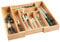 Wooden Bamboo Cutlery Tray 32-52 x 43 x 5cm, Kitchen Drawer Insert Large 6-8 Compartments, Utensil Holder Rack Organizer, Cooking Baking Utensils Storage Case, Flatware Drawer Dividers for Home Office