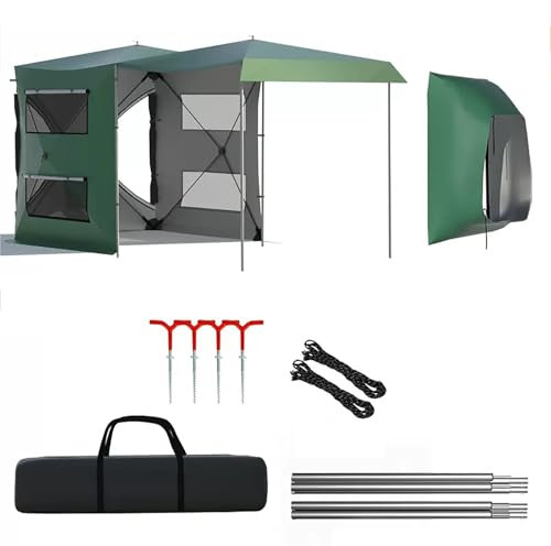 ZXDRYBHD Awning, Car Cabana, Camper Awning, Car Camping Accessories, Car Shade Canopy, for 8 Person 6 Sided Shelter Screen Tent(Green)