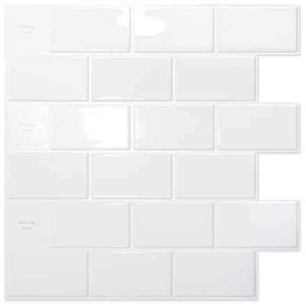 Art3d Fliesenaufkleber Klebefliesen Fliesenfolie Weiß Wandaufkleber Metro Fliesen Fliesendekor Selbstklebend Wandfliesen RV Küche Bad 20-Stück
