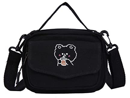 YENVWG Itabag Japanische Umhängetasche für Damen, Segeltuch, kleine Tasche, Handtaschen, Umhängetasche, Schwarz