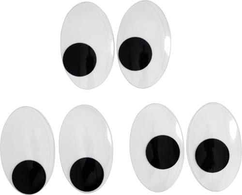 VBS Wackelaugen Maxi 6 Stück - Kulleraugen Bastelaugen Augen zum Basteln Oval, 6,5 x 4 cm