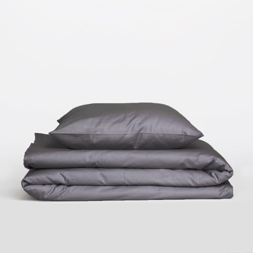 AGA.PIE Bambus Lyocell Kinder Bettwäsche-Set 100x135 + 60x40 cm - Dunkel-Grau, 100% Bio Oeko-Tex 100, für Allergiker, Antibakteriell, Kinder-Bettwäsche, Atmungsaktiv, Geruchshemmend, Besonders sanft