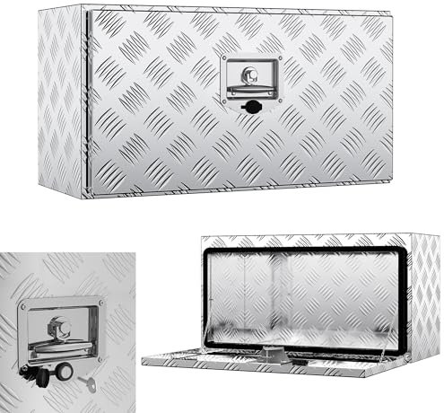 YRHome Aluminium Unterboden-Lkw-Box Pickup-Aufbewahrungsbox Wasserdicht Mit Schloss, T-förmigem Griff Aluminium-Truckbox Für Lkw, Anhänger, Pick-up,Wohnmobile 76x36x40.5 CM