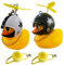 NHQZ 2 Stück Gelbe Ente Auto Ornament, Ente Fahrrad Bell, Gelb Ente mit Propeller Helm Fahrradglocke Fahrradklingel Kinder Tier Ente Nett Klingel Fahrradglocke für Auto Fahrrad(schwarz + weiß)