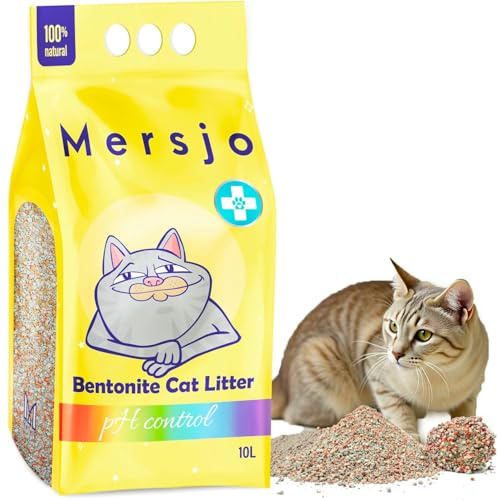 Mersjo PH Control Bentonitstreu 10L – Natürliche Katzenstreu mit pH-Gesundheitsindikator, Staubfrei, Starke Klumpenbildung, Hohe Feuchtigkeitsaufnahme, Umweltfreundlich