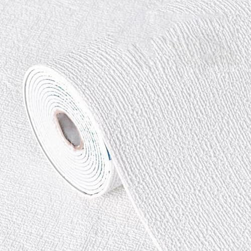 UTTASU Rollo de papel tapiz impermeable de 50 x 300 cm, aislamiento térmico insonorizado, adhesivo de pared, no se decolora, a prueba de humedad, decoración para el hogar y la oficina (blanco)