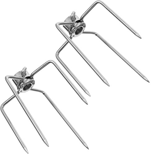 BESPORTBLE 2stücke Grillgabeln Aus Edelstahl Für Drehspieß Fleischgabeln Mit Versetzten Spitzen Strapazierfähig Für Holzkohlengrill Ersatz Für Grillwerkzeug Mit Rändelschraube