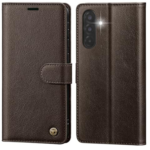 CASBST Handyhülle für Samsung Galaxy A56 5G Hülle, Hochwertig Leder Schutzhülle Klappbar für Samsung A56 Flip Case mit Kartenfach Ständer Magnet Handytasche mit RFID für Galaxy A56 Klapphülle Braun