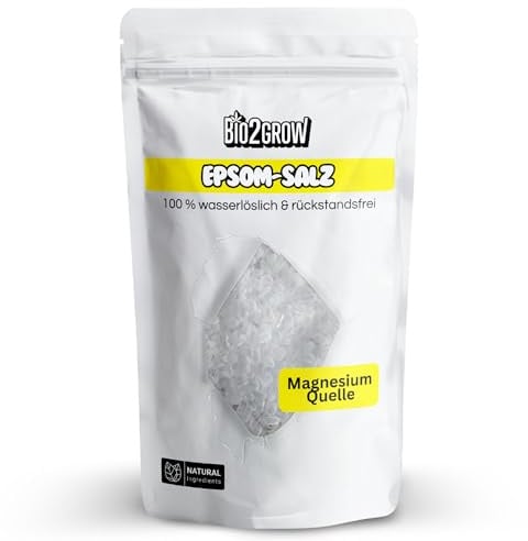 Bio2Grow Epsom-Salz 500 g – Magnesiumsulfat zur Anwendung bei Garten-, Topf- und Zimmerpflanzen