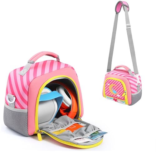 Carrying Case Compatible with Yoto Player (3rd Gen.), Dual Openings Storage Bag for Kids Audio Music Player, HeadPhone and Audiobook Cards (Pink)