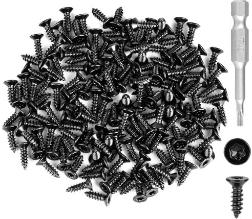 Torx Lot de 150 vis à bois en acier inoxydable noir M3 x 10 mm à tête fraisée - Vis autotaraudeuses universelles avec tournevis T10 pour meubles (M3 x 10)
