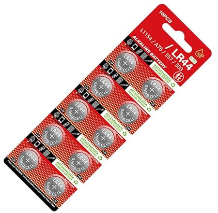Lot de 10 piles bouton alcalines LR44 1,5 V de rechange AG13/A76/LR44/357 pour divers appareils électroniques