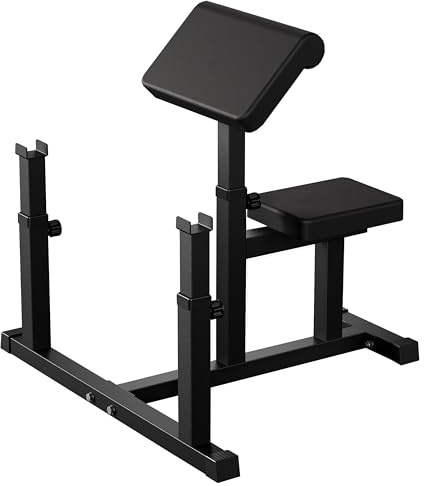AOWINNOX Fitness Preacher-Curl-Bank, verstellbar, Bizeps-Trizeps-Curl-Maschine, sitzendes Trenghthththen-Training, isolierte Langhantel-Station für Heim-Fitnessstudio, Schwarz