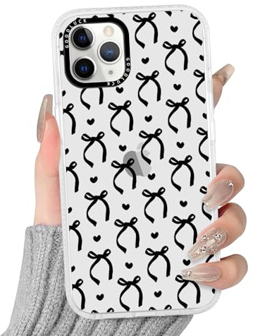 Phoona Transparent Black Butterfly Heart Phone Case for iPhone 11 Pro 5.8, with Aesthetics Pattern Design Soft TPU Silicone Cases,Shockproof Bumper Protector Girls Women Cover, for iPhone 11 Pro