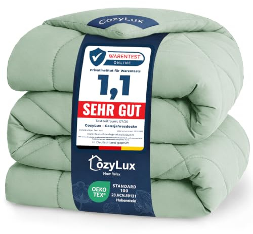 CozyLux Bettdecke 135x200 cm Salbeigrün für 4 Jahreszeiten | Bettdecke ohne Bezug Mikrofaser, Füllung 300 g/m², OEKO-TEX 100, Steppdecke mit 4 Eckschlaufen, Maschinenwaschbar