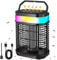 Lampara Antimosquitos Solar para Exteriores,4200V Matamoscas Electrico con Batería de 5500 mAh y Luces LED, Alimentación Solar y Carga Inalámbrica para el Hogar, Patio, Camping