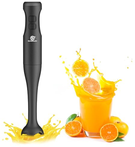 SUPERLEX Hand Blender, 350W Stick Blender with Stainless Steel Blade | Immersion Blender, Detachable, 2 Speed & Turbo, 0.8m Power Cord for Soups, Smoothies, Baby Food, Sauces & Puree