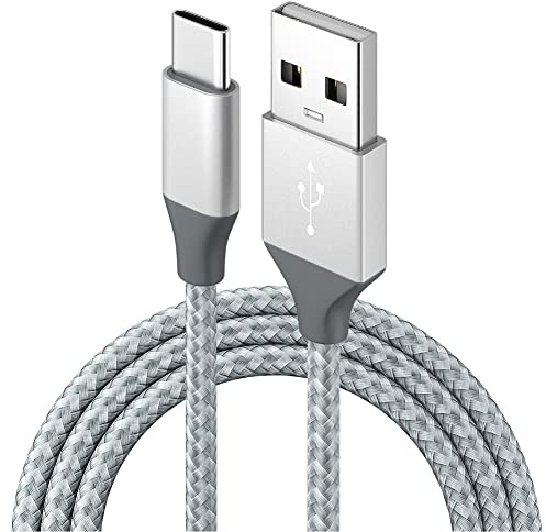 USB C Cable Fast Charge[2M 1Pack], 3A Fast Charging Nylon Braided Type C Charger Cable for iPhone 16 15 Pro Max Plus, Samsung Galaxy S25 S24 S23 S22, Pad Pro -Silver