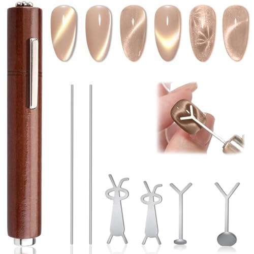 Xanthelle Cat Eye Magnet Nagel Zubehör, 7-teiliges Nailart Set für Cat Eye Nägel, Magnetisch Nail Magnet Stift, Zubehör für Nageldesign und Nagelstudio